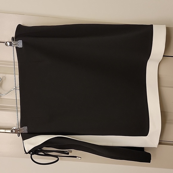 Black and White Halston Skirt Faux Wrap with Side Tie Size Large EUC Unlined - Picture 4 of 7